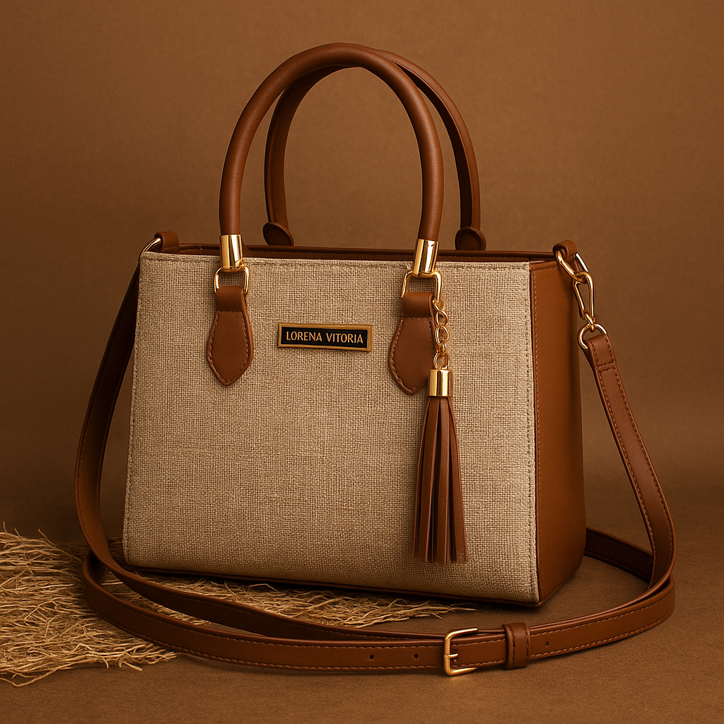 Foto de Bolsa Feminina Lorena Vitória Palha Chic Alça Dupla (Mão + Transversal), categoria Geral, oferta na Promotina