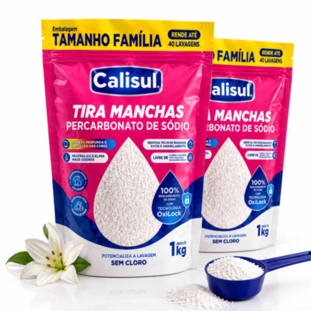 Foto de Alvejante Percarbonato de Sódio Calisul 99% Puro Sem Cloro Limpeza Roupa Branca Colorida Clareador Tira Mancha, categoria Geral, oferta na Promotina