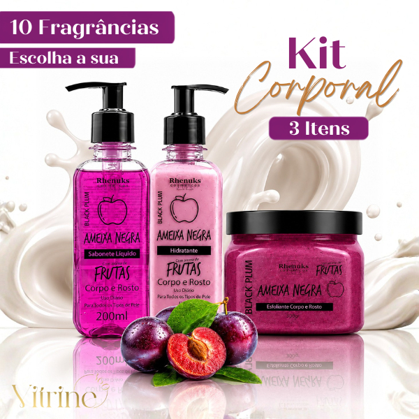 Foto de Kit Sabonete + Hidratante + Esfoliante Rhenuks 200ml Corpo e Rosto 10 fragrâncias, categoria Geral, oferta na Promotina
