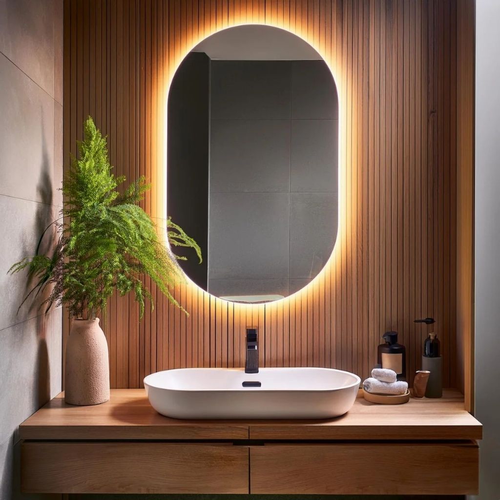 Foto de Espelho de vidro Oval 80x50 cm Borda Polida Lapidada com Led Banheiro Escritorio sala, categoria Geral, oferta na Promotina