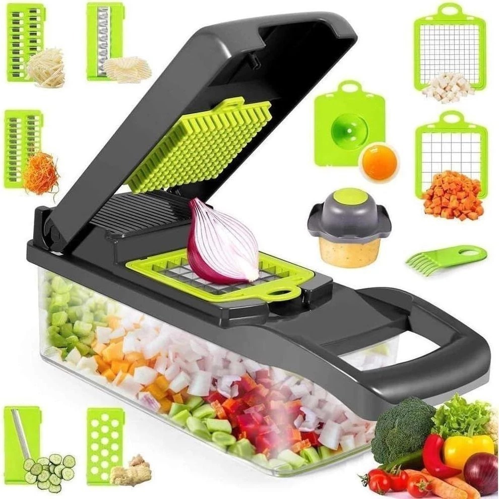 Foto de Fatiador de cozinha multifuncional profissional em aço inoxidável 16 em 1/3 em 1 fatiador de vegetais/frutas/legumes, categoria Geral, oferta na Promotina