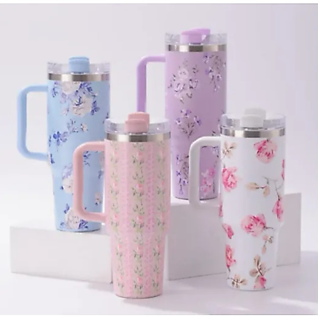 Foto de Garrafa 1200ml Térmica Estampa Floral Capinha Silicone Na Base + Tampa Para Canudo, categoria Geral, oferta na Promotina