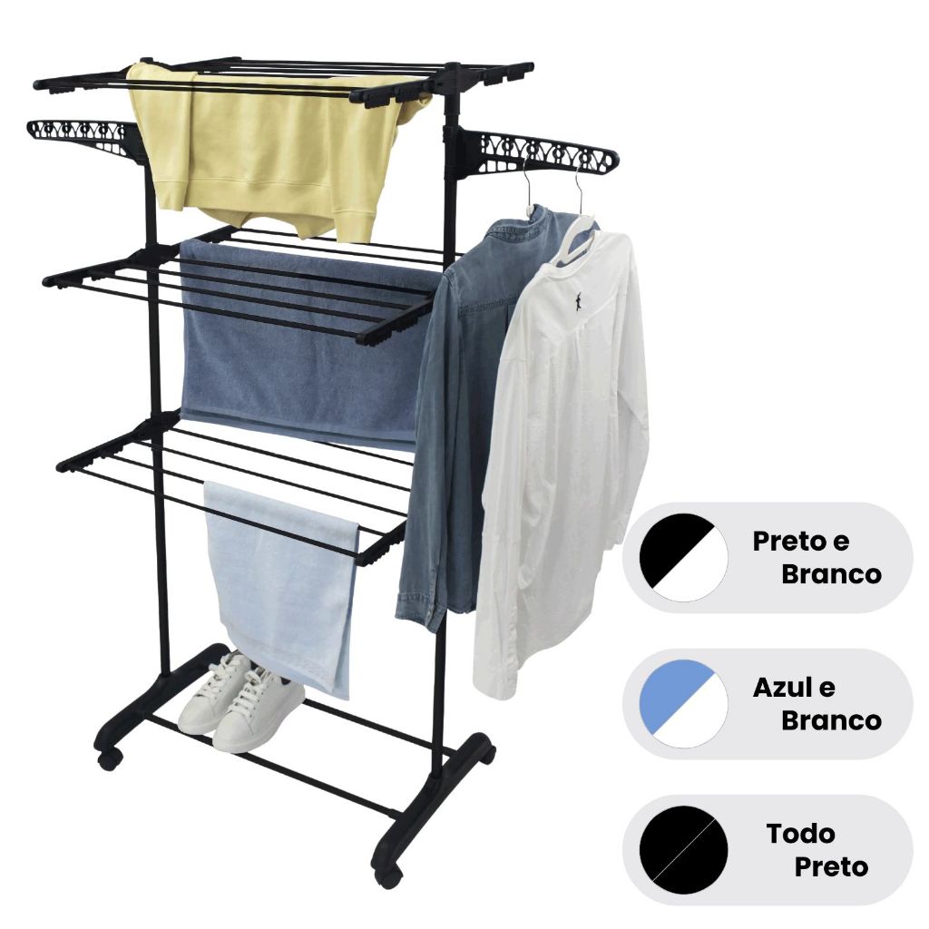 Foto de Varal De Chão Roupa Calcinha Grade 3 Andares Dobrável Portátil, categoria Geral, oferta na Promotina