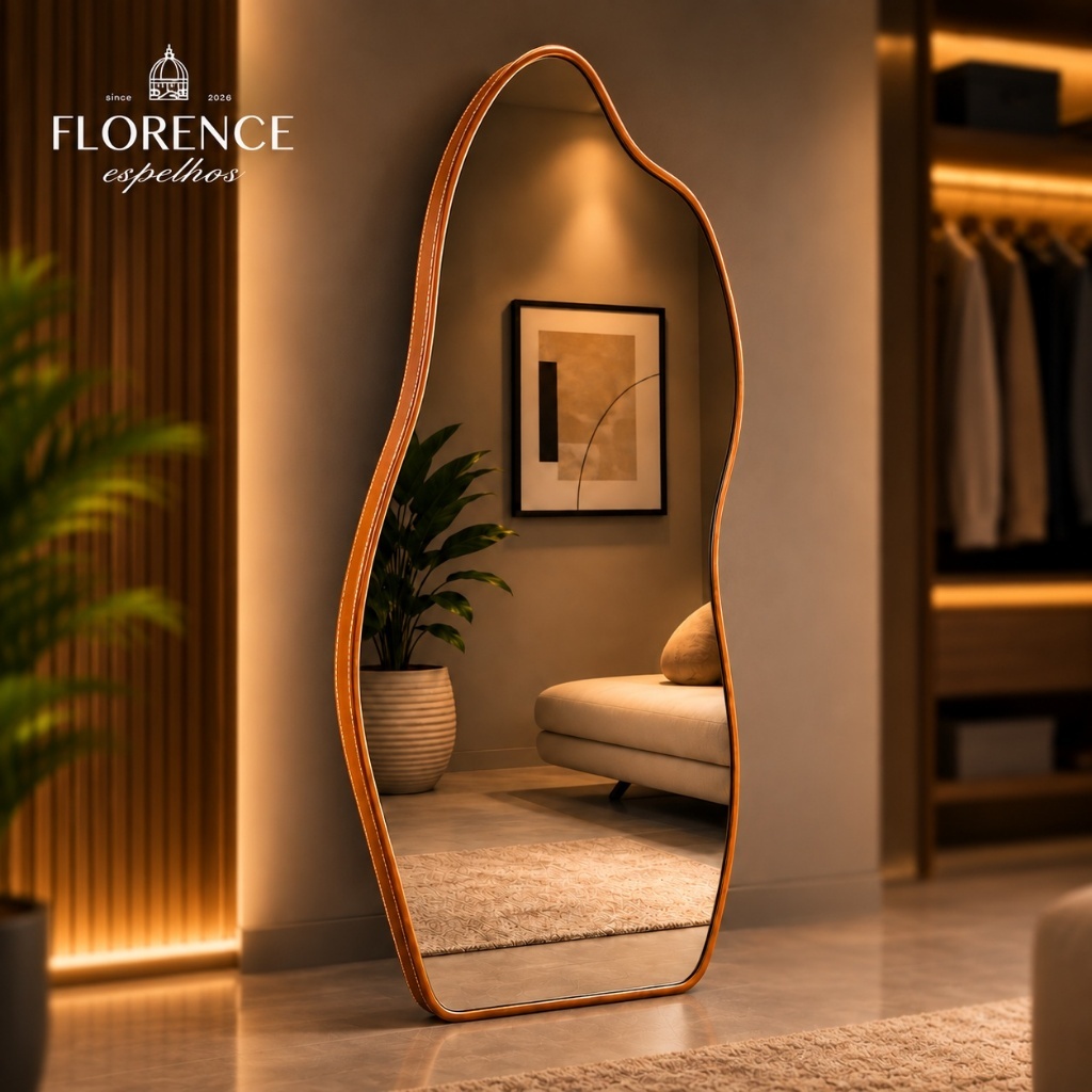 Foto de Espelho Orgânico 120x50 e 80x40 Com Moldura EM COURO Corpo Inteiro Moderno Luxo na loja Shopee, categoria Geral, oferta na Promotina