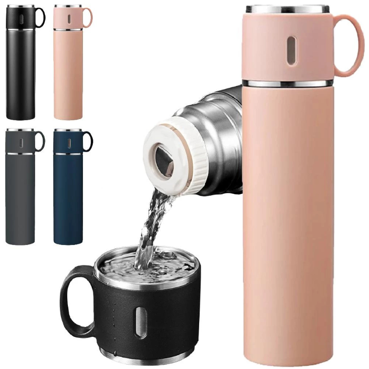 Foto de Garrafa Térmica Inox Com Copo 500ml Água Café Chá Caneca Frio Quente Com duas Xicaras, categoria Geral, oferta na Promotina