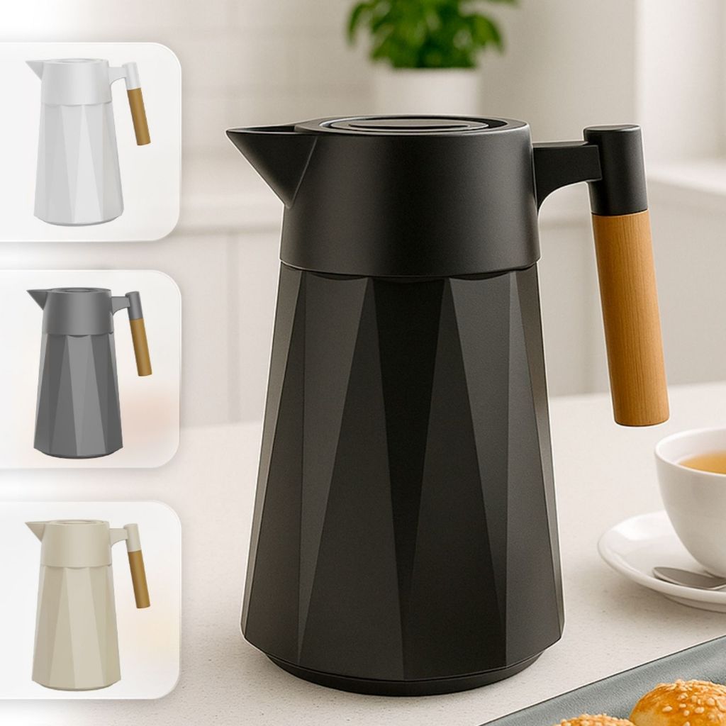 Foto de Garrafa Térmica Prisma 950 ml Para Chás/Café Design Moderno Cabo Madeira, categoria Geral, oferta na Promotina